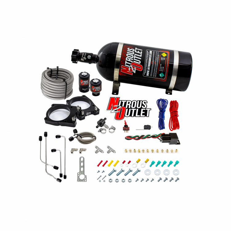 Nitrous Outlet Lamborghini 2009-2014 Gallardo/2015 Huracan Hard-line Plate System - Gas/E85 (5-55psi)(70-200HP)(12lb Bottle)