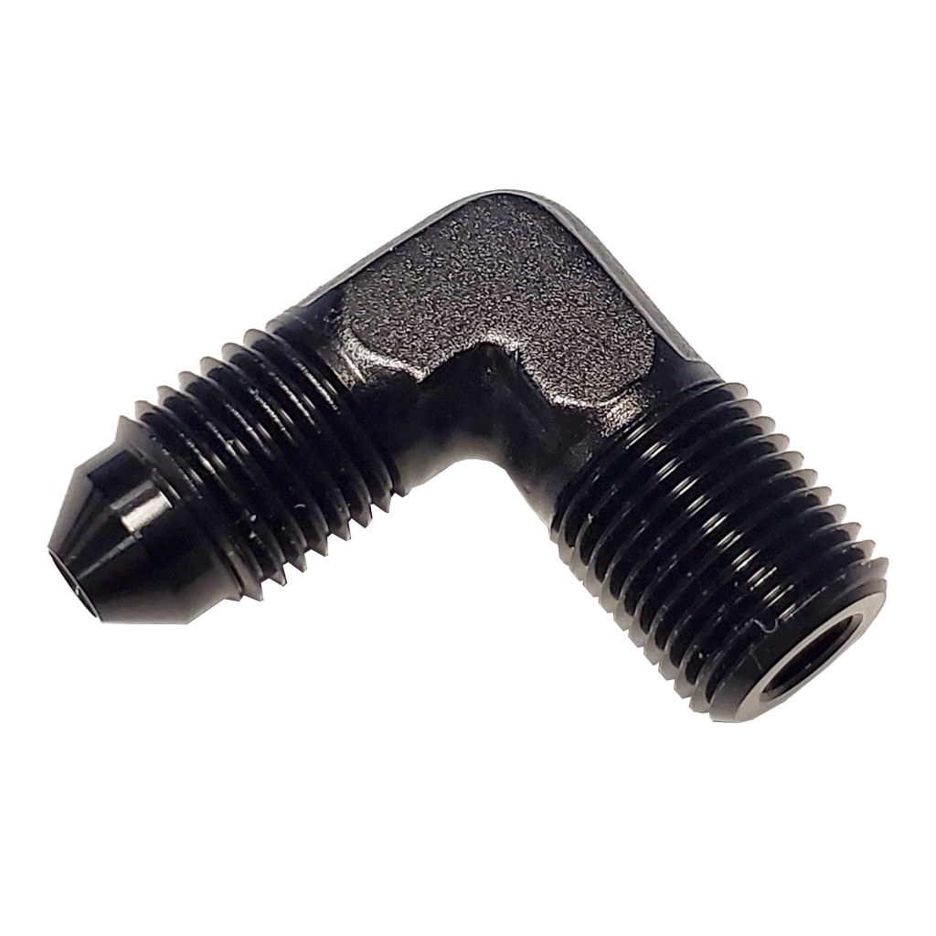 Nitrous Outlet 1/8" NPT x 3AN 90 Degree Fitting - Male/Male (BLACK)