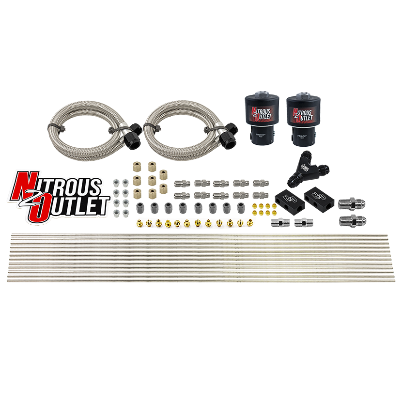 Nitrous Outlet Dry 8 Cylinder Solenoid Forward Direct Port Conversion Kit - Two .178 Trashcan Nitrous Solenoid/ Compact Di...