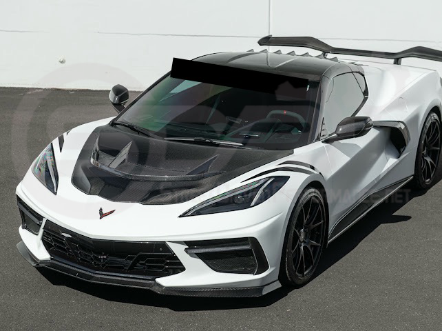 2020-PRESENT CHEVROLET CORVETTE C8 | ZR1 REPLICA STYLE DOUBLE SIDED CARBON FIBER FRONT VENTED HOOD