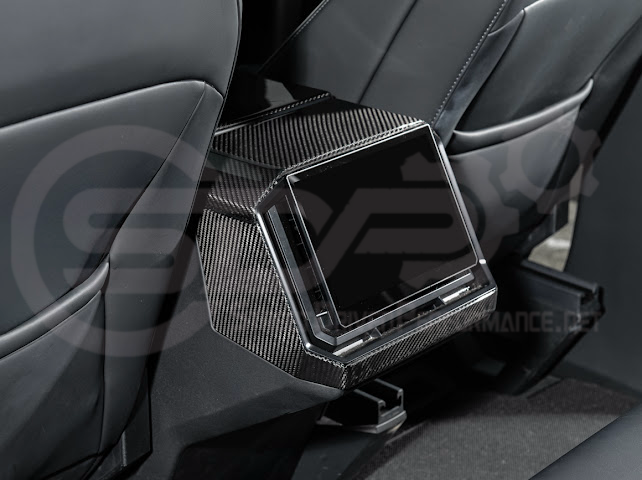 2024-Up Tesla Cybertruck | Interior DRY Carbon Fiber Rear Display Lower Trim Cover
