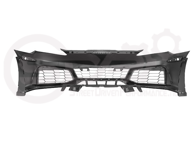 2005-2013 Corvette C6 Z06 | C7 ZR1 Style Primer Black Front Bumper Conversion Kit Replacement