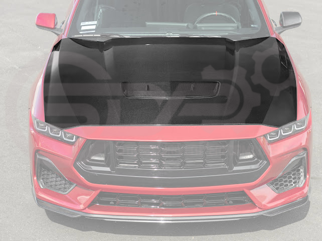 2024-Up Ford Mustang S650 | Factory Style CARBON FIBER Front Hood with Hood Vent (2 versions)