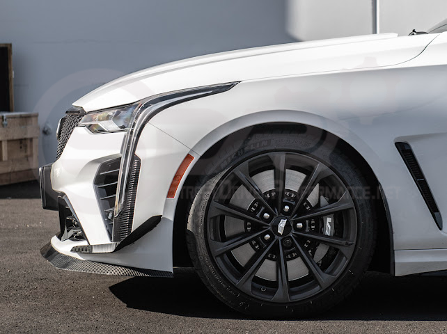 2020-UP CADILLAC CT4-V BLACKWING | CARBON FIBER FRONT LIP SPLITTER WITH CANARDS GROUND EFFECTS
