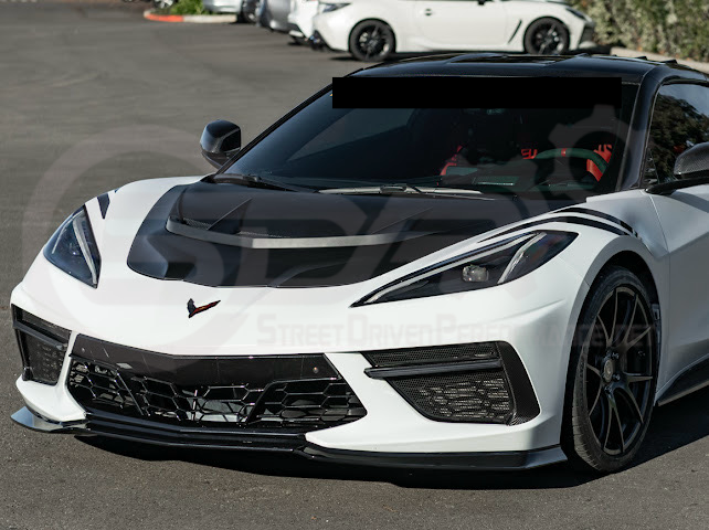 2020-PRESENT CHEVROLET CORVETTE C8 | ZR1 REPLICA STYLE  MATTE BLACK FRONT VENTED HOOD