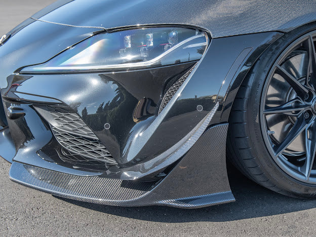 2020-UP TOYOTA SUPRA A91 CARBON FIBER FRONT SPLITTER LIP GROUND EFFECTS (2 PEICE)