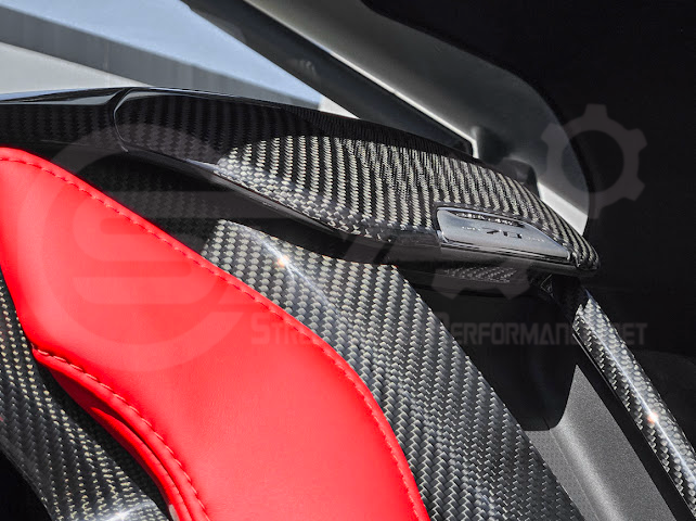 2020-Present Corvette C8 Coupe Models | GM Factory Style CARBON FIBER Interior Console Waterfall Lower Speaker Grille Trim Cover With Corvette Logo