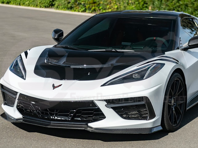 2020-PRESENT CHEVROLET CORVETTE C8 | ZR1 REPLICA STYLE CARBON FLASH FRONT VENTED HOOD