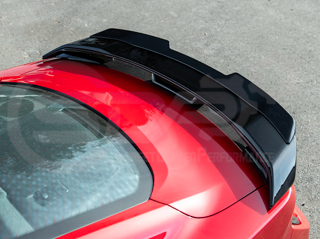 2024-UP FORD MUSTANG | DARKHORSE STYLE GLOSSY BLACK REAR TRUNK LID GURNEY FLAP WICKERBILL WING SPOILER