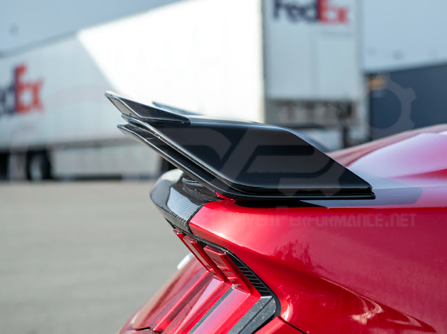 2024-UP FORD MUSTANG | DARKHORSE STYLE GLOSSY BLACK REAR TRUNK LID GURNEY FLAP WICKERBILL WING SPOILER