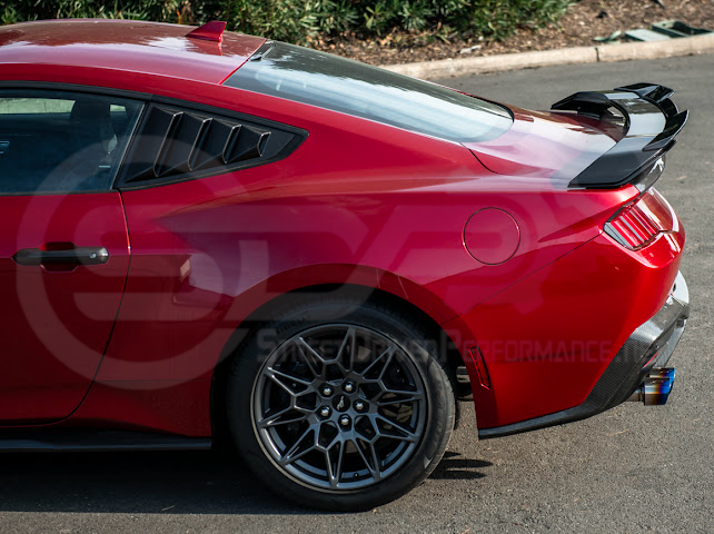 2024-UP FORD MUSTANG | DARKHORSE STYLE GLOSSY BLACK REAR TRUNK LID GURNEY FLAP WICKERBILL WING SPOILER