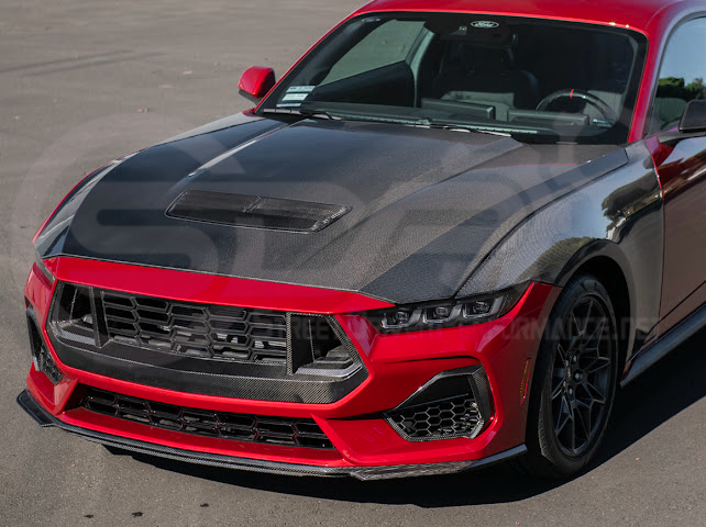 2024-Up Ford Mustang S650 | Factory Style CARBON FIBER Front Hood with Hood Vent (2 versions)