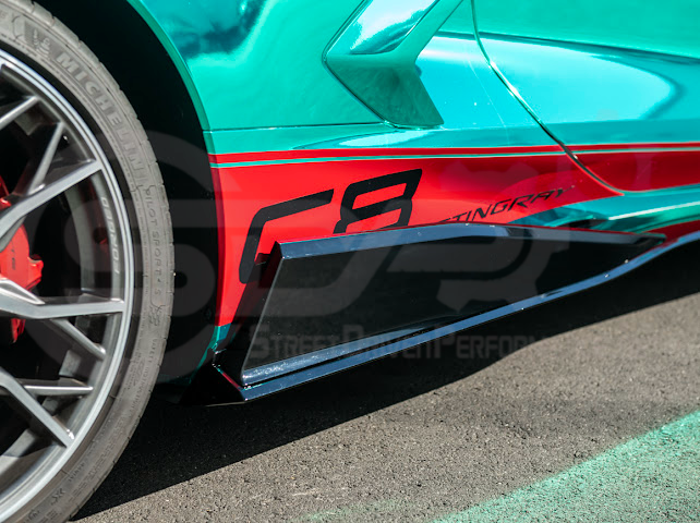 2020-UP CORVETTE C8 STINGRAY & Z51 | 5VM STYLE 2PCS GLOSSY BLACK SIDE SKIRTS ROCKER PANEL GROUND EFFECTS