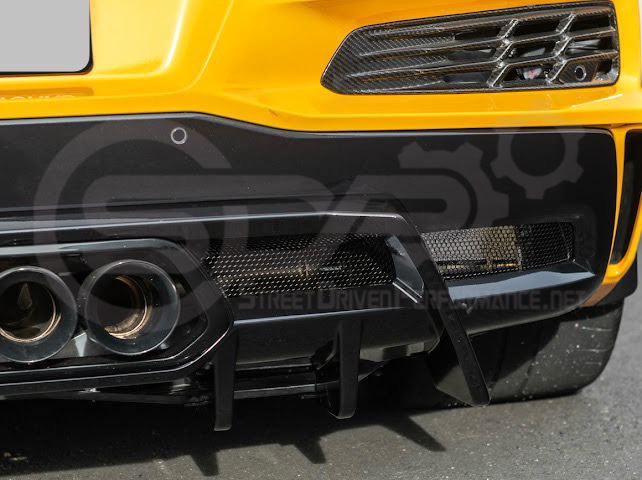 2023-UP CORVETTE C8 Z06 | GLOSSY BLACK REAR BUMPER FINNED DIFFUSER
