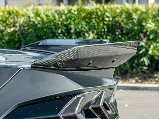 2023-Up CORVETTE C8 Z06 / E-RAY | CARBON FIBER REAR SPOILER WICKER BILL EXTENSION