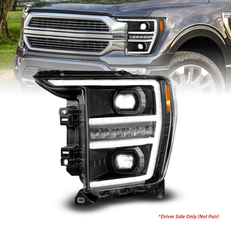 ANZO 21-23 Ford F150 LED Projector Headlight w/Switchback+Sequential - Black (Driver Side Only)