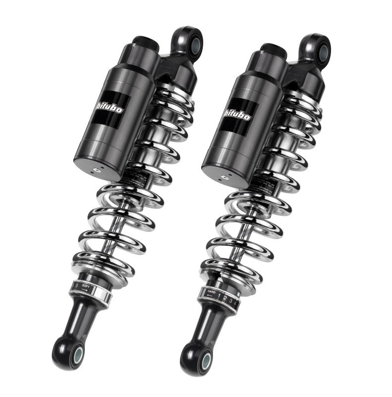 Bitubo WMT0 Twinshocks Adj.: Spring Preload, Reb., Comp., Length 306mm, Piggyback Tank, Chr Springs