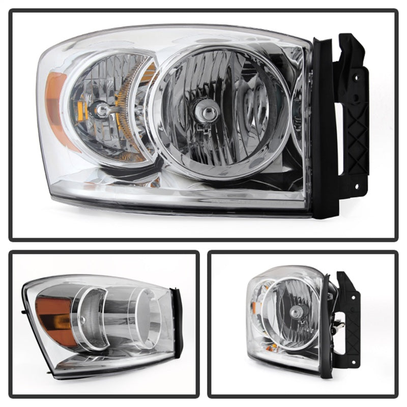 xTune Dodge Ram 1500 06-08 / Ram 2500/3500 06-09 Amber Crystal Headlights Chrome HD-JH-DR06-AM-C