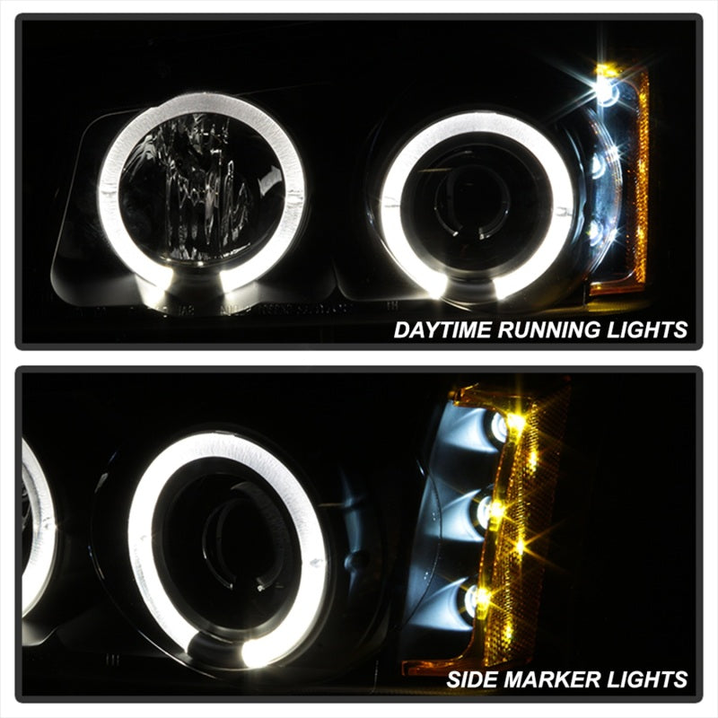 Spyder Chevy Silverado 1500 03-06 Projector LED Halo LED Amber Reflector Blk PRO-YD-CS03-AM-BK
