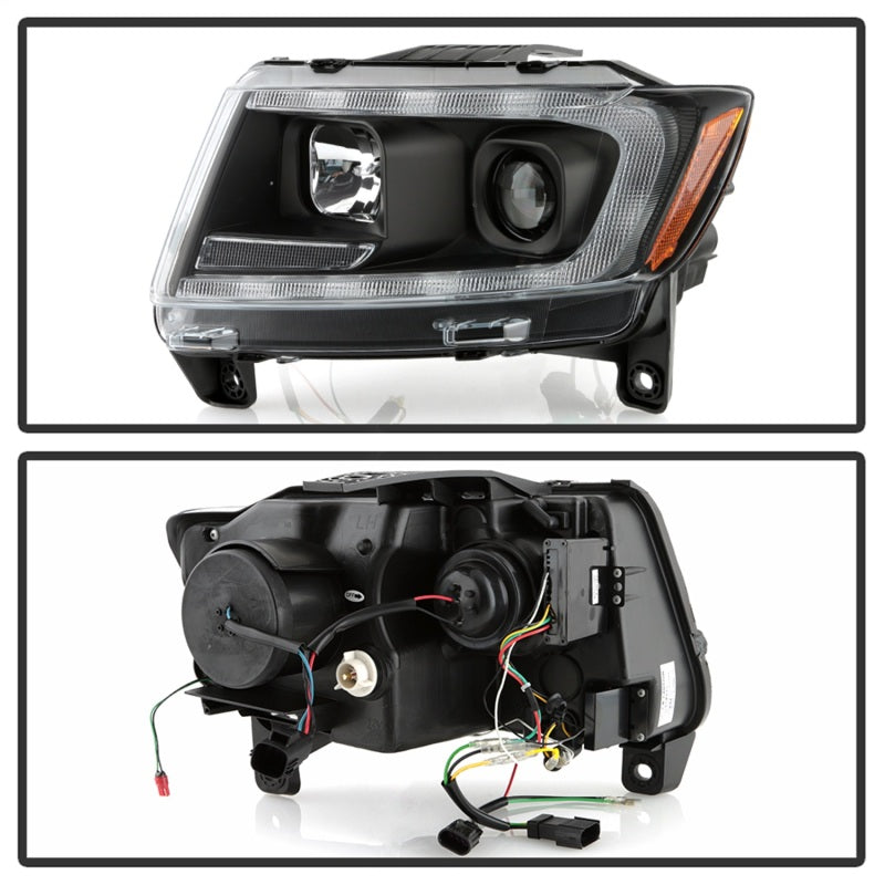 Spyder 11-13 Jeep Grand Cherokee (Xenon/HID Model Only) Light Bar Projector Headlights - Black