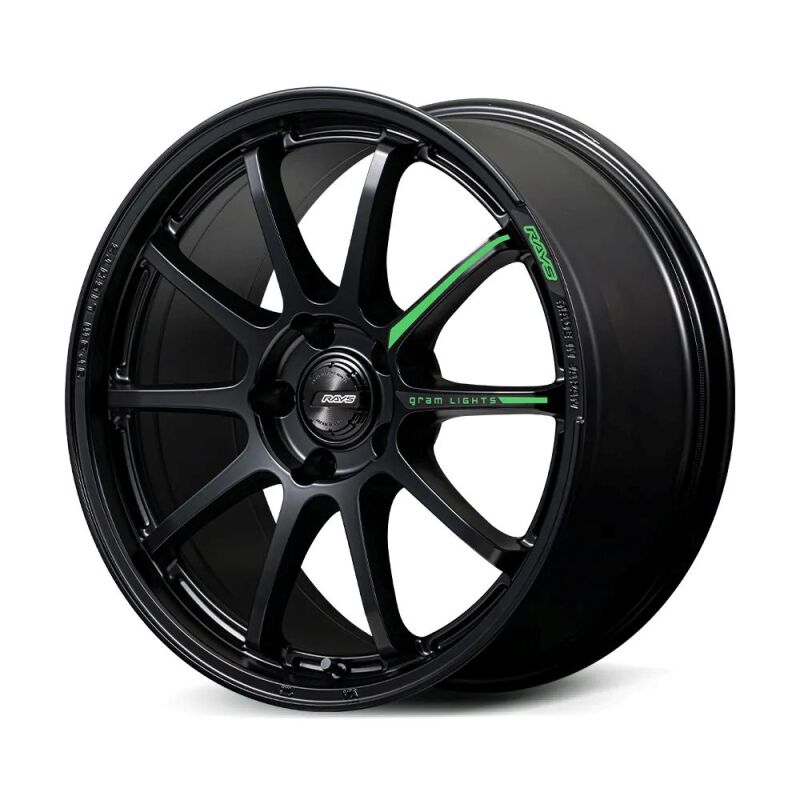 Gram Lights 57NR LIMITED II 18x8.5 +45 5-114.3 Semigloss Black Wheel w/ Black Cap/Stickers/Air Valve
