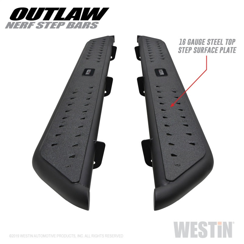 Westin 14-18 Chevrolet/GMC Silv/Seirra 1500 Double Cab Outlaw Nerf Step Bars - Textured Black