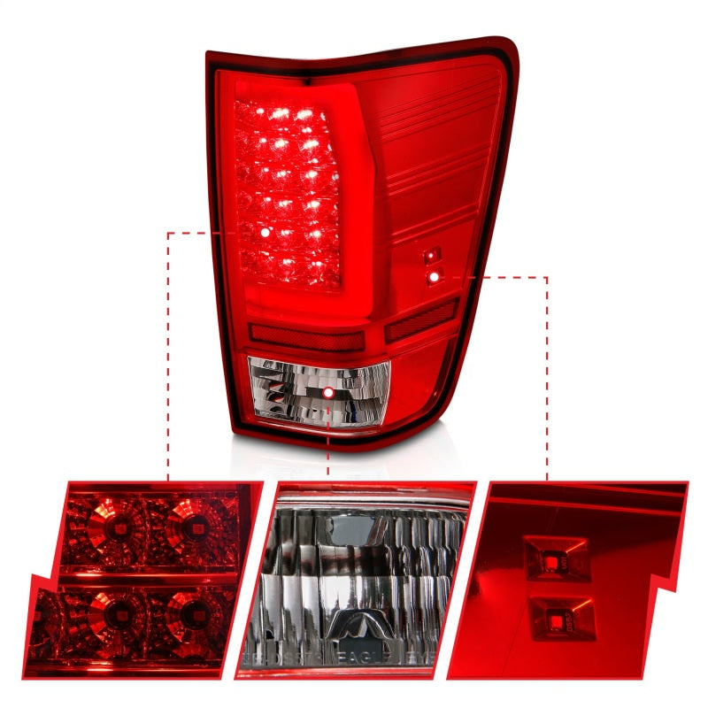 ANZO 04-15 Nissan Titan Full LED Taillights Chrome Housing Red/Clear Lens