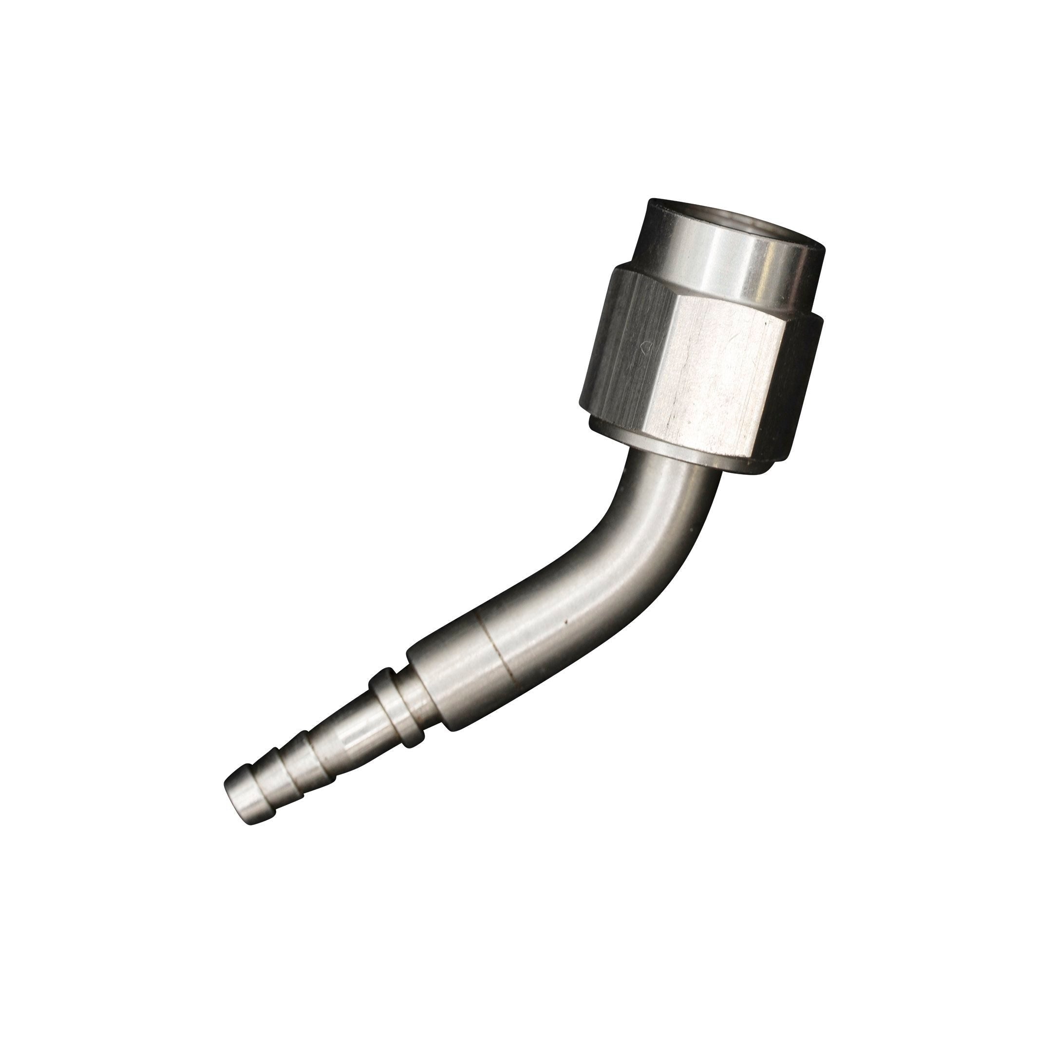 Flo Supply 3AN 45 Degree Crimped Female Hose End - Stainless Nut