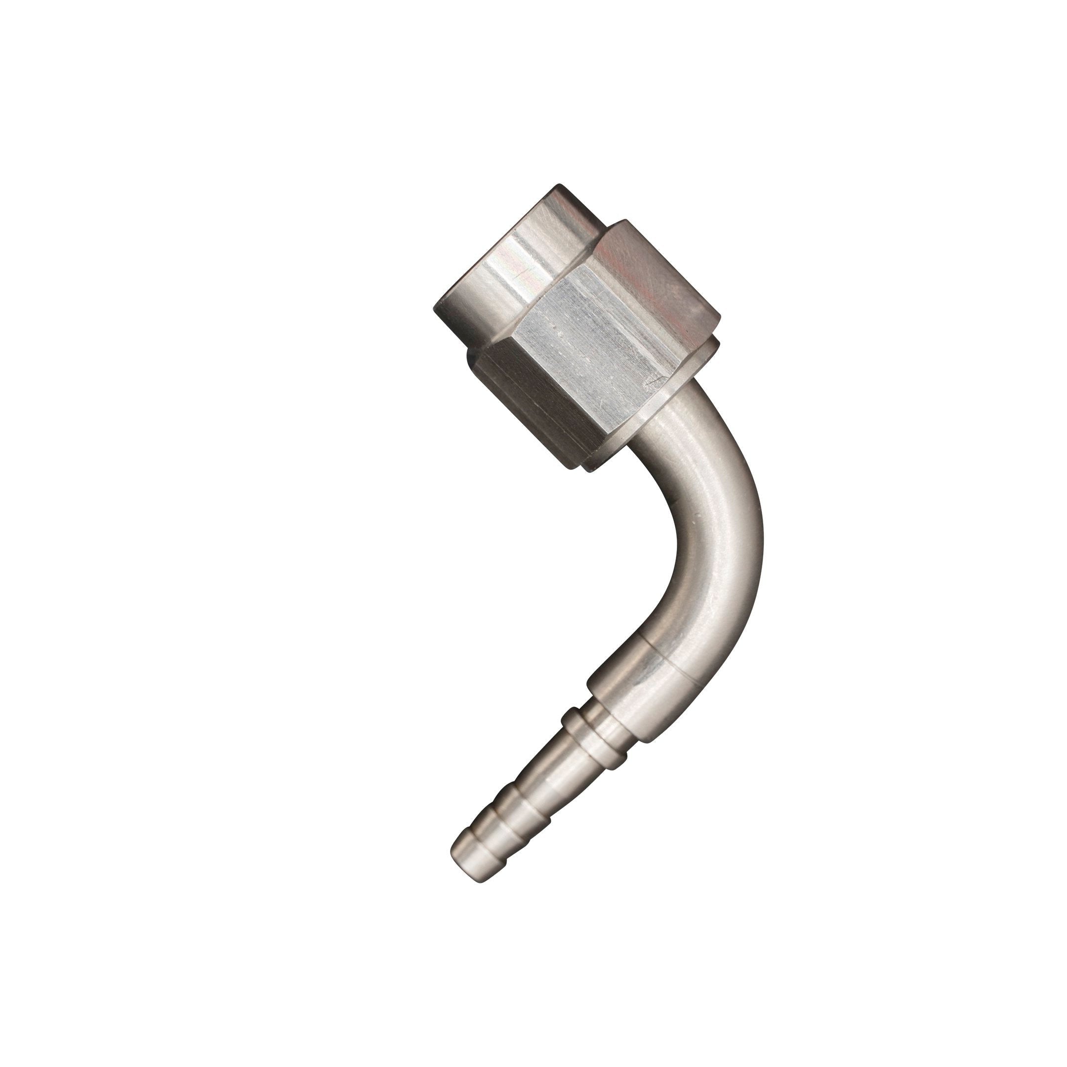 Flo Supply 6AN 90 Degree Crimped Female Hose End - Stainless Nut