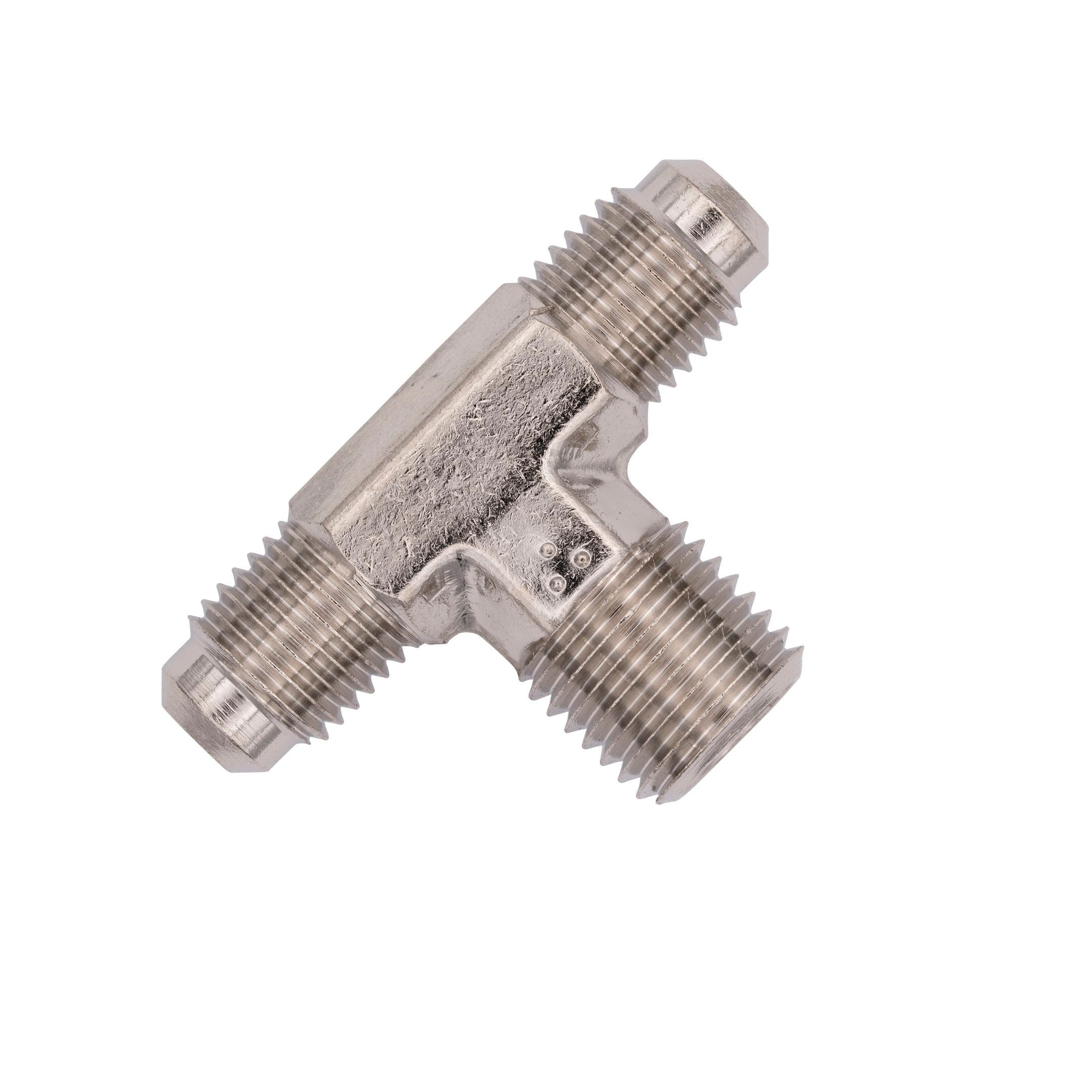 Flo Supply 1/4" NPT x 4AN x 4AN Branch Tee Fitting - Male/Male/Male