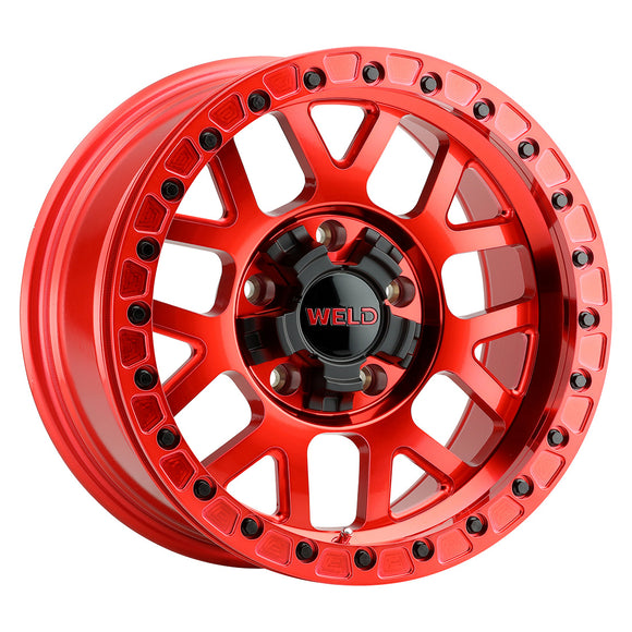 17x9 Cinch Bead Lock 5x127 5x139.7 ET-12 BS4.50 Candy RED / RED Ring 87.1