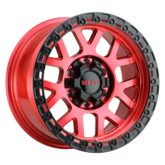 17x9 Cinch 6x135 6x139.7 ET-12 BS4.50 Candy RED / Satin BLK Ring 106.1