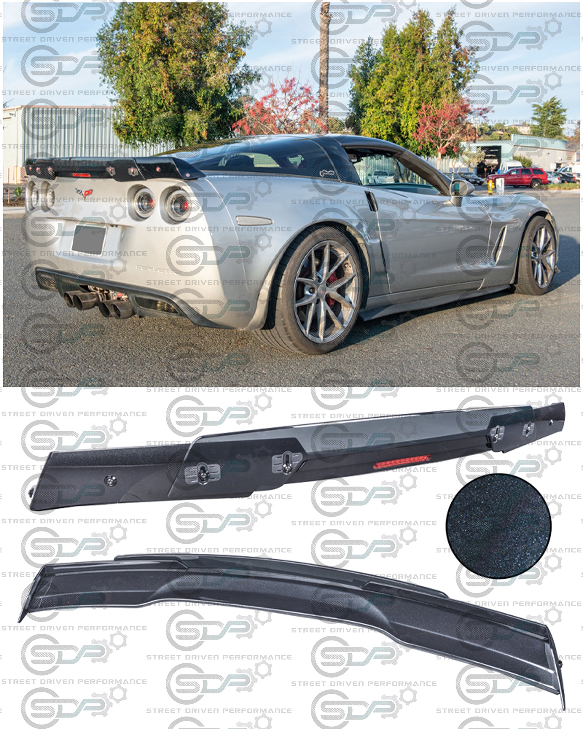 2005-2013 C6 Corvette - "C7 Stage 3" Style with Winglets & Wickerbill Rear Trunk Spoiler Wing