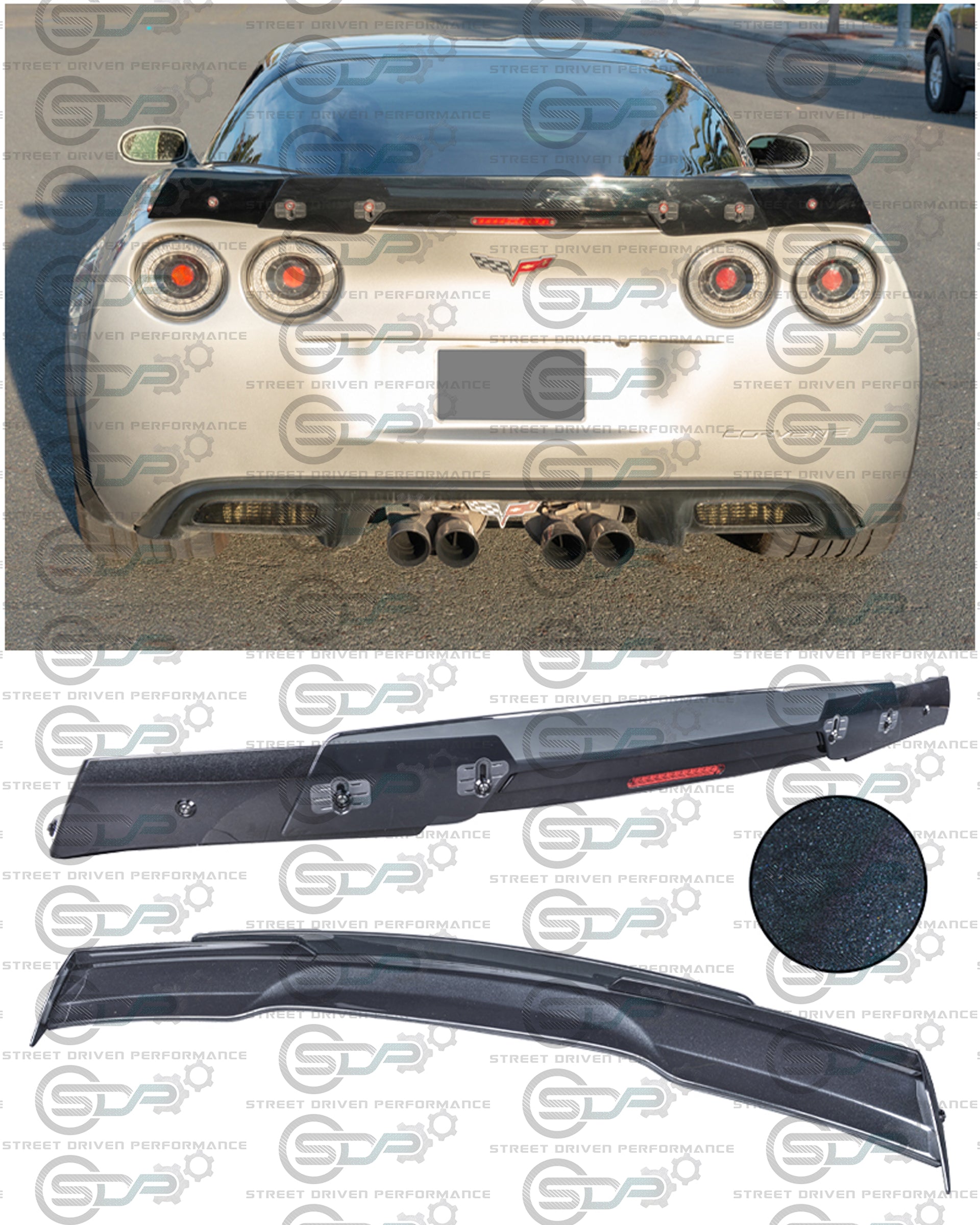 2005-2013 C6 Corvette - "C7 Stage 3" Style with Winglets & Wickerbill Rear Trunk Spoiler Wing