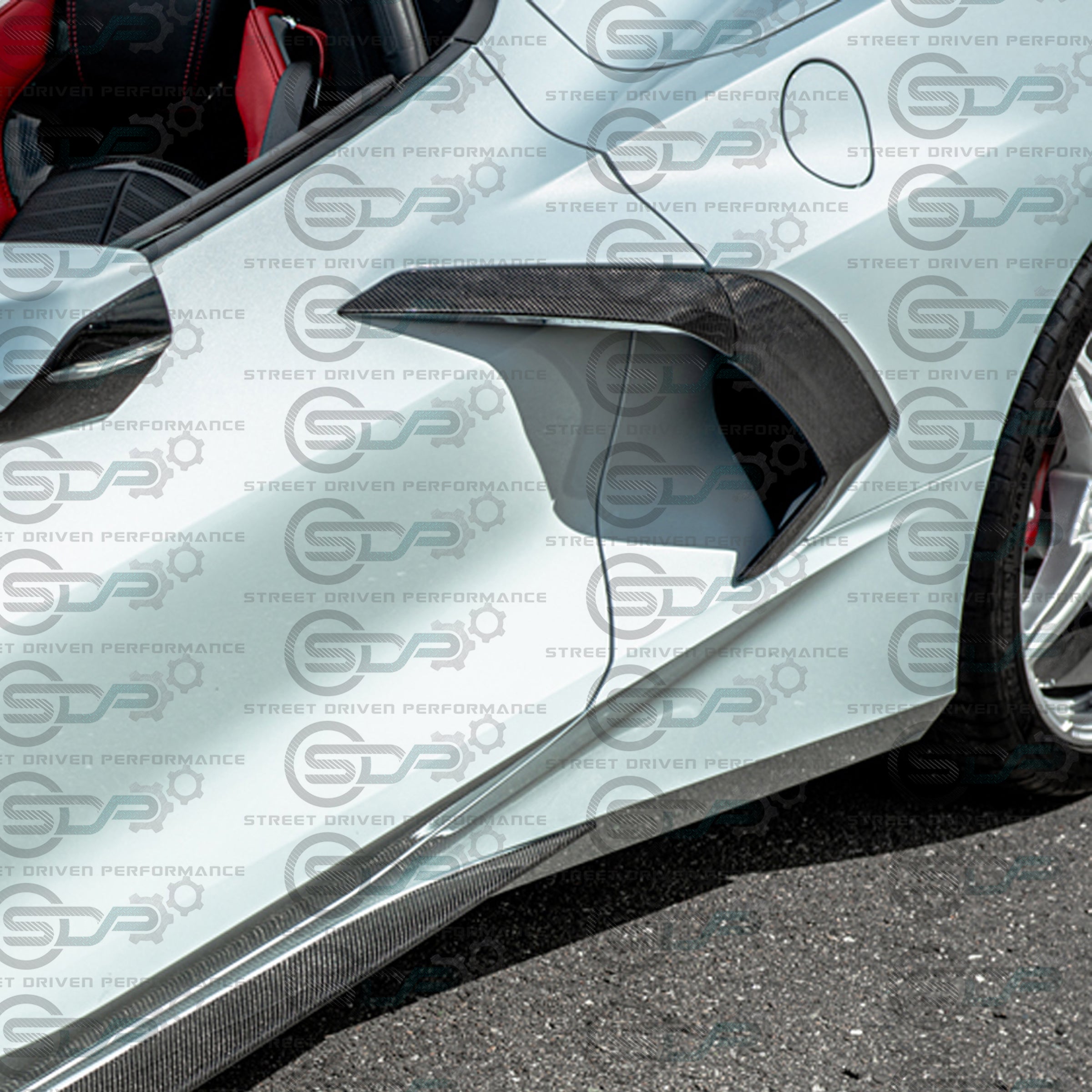 2020+ C8 Corvette - Carbon Fiber Side Door Handle Vent Trim Pair