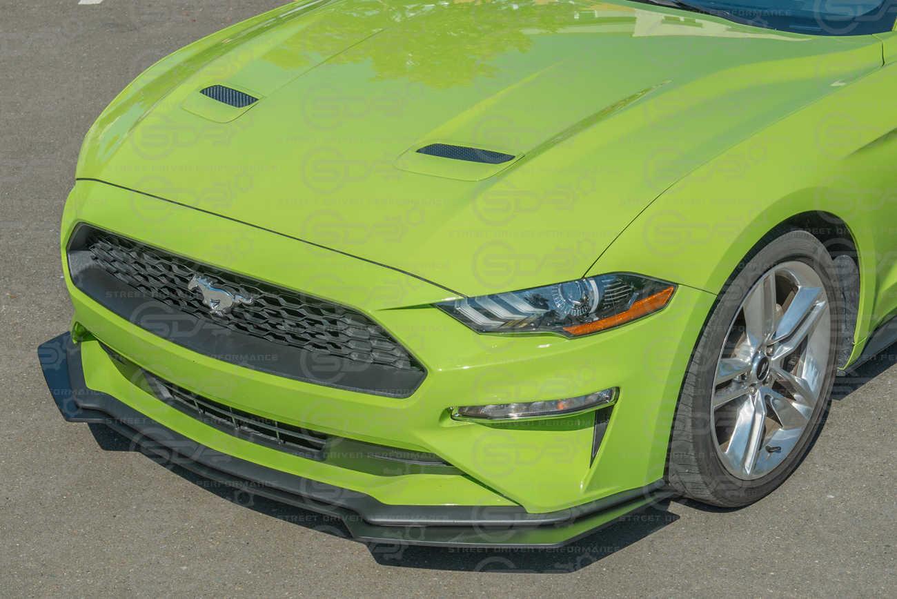 2018-2023 Ford Mustang Base | Track Style Matte Black Front Bumper Lip Splitter Ground Effects