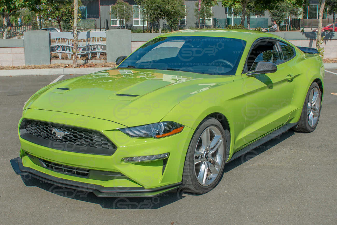 2018-2023 Ford Mustang Base | Track Style Matte Black Front Bumper Lip Splitter Ground Effects