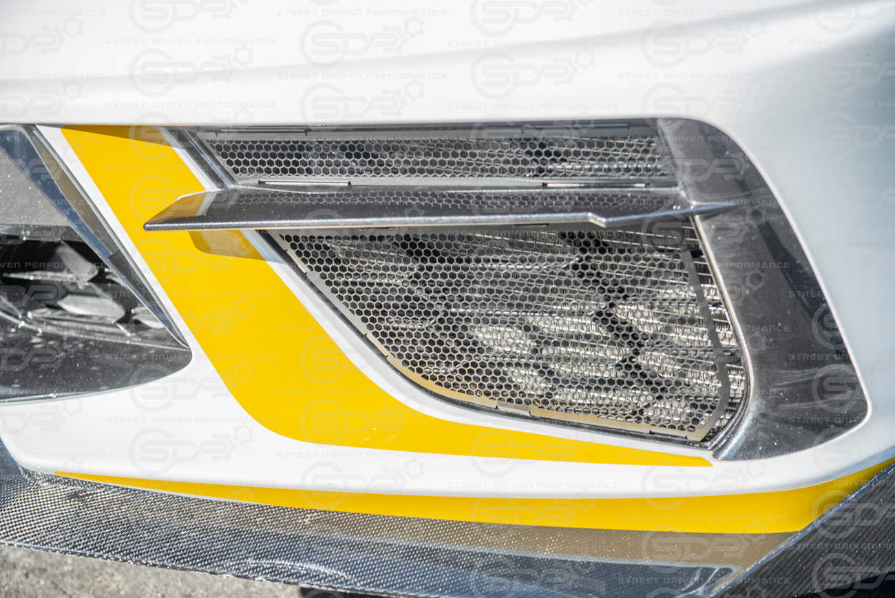 2020+ Corvette C8 | Aluminum Black Front Radiator Mesh Grille Insert Covers Set