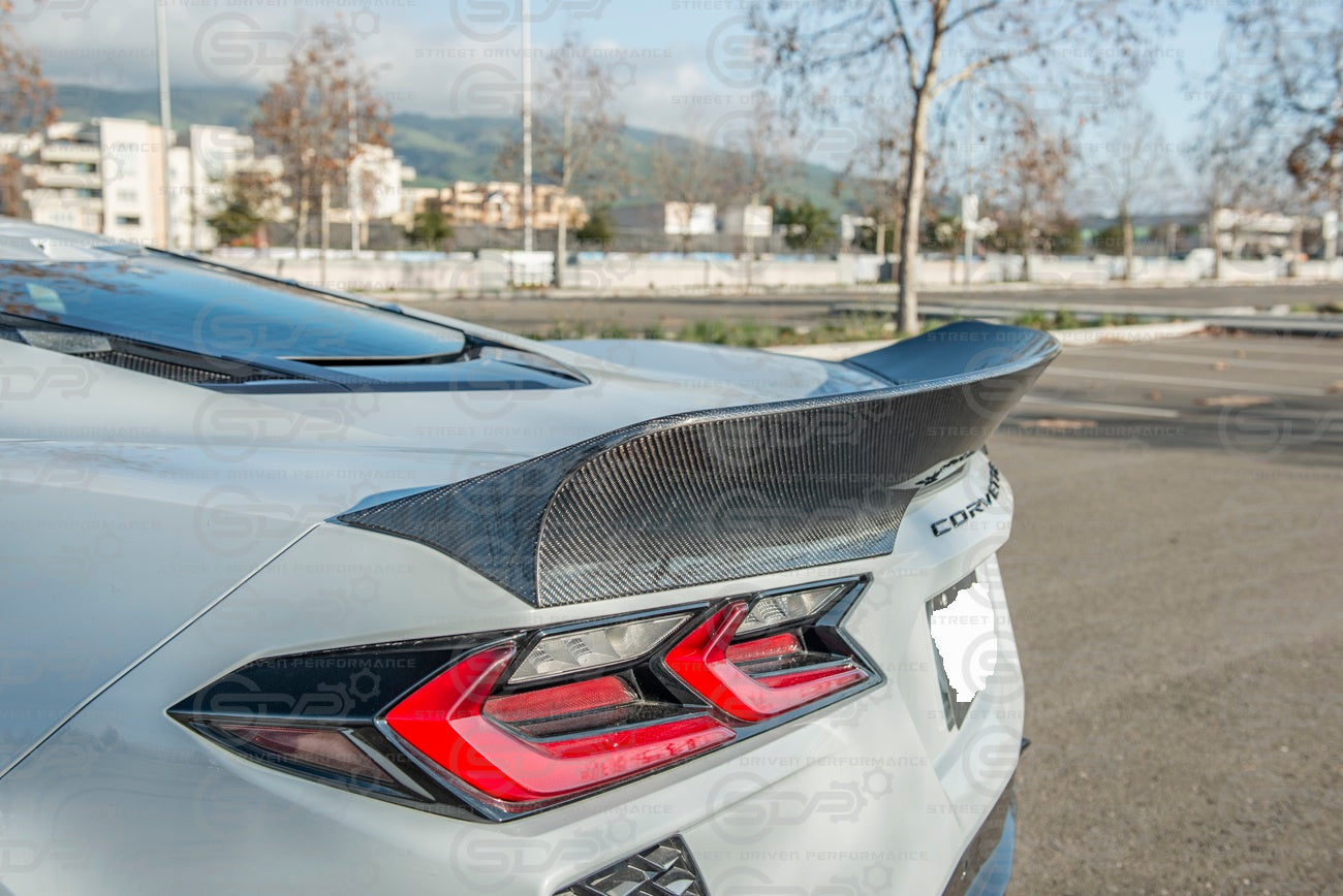 2020+ Corvette C8 CARBON FIBER | SDP Ducktail Style Rear Lid Ducktail Wing Spoiler
