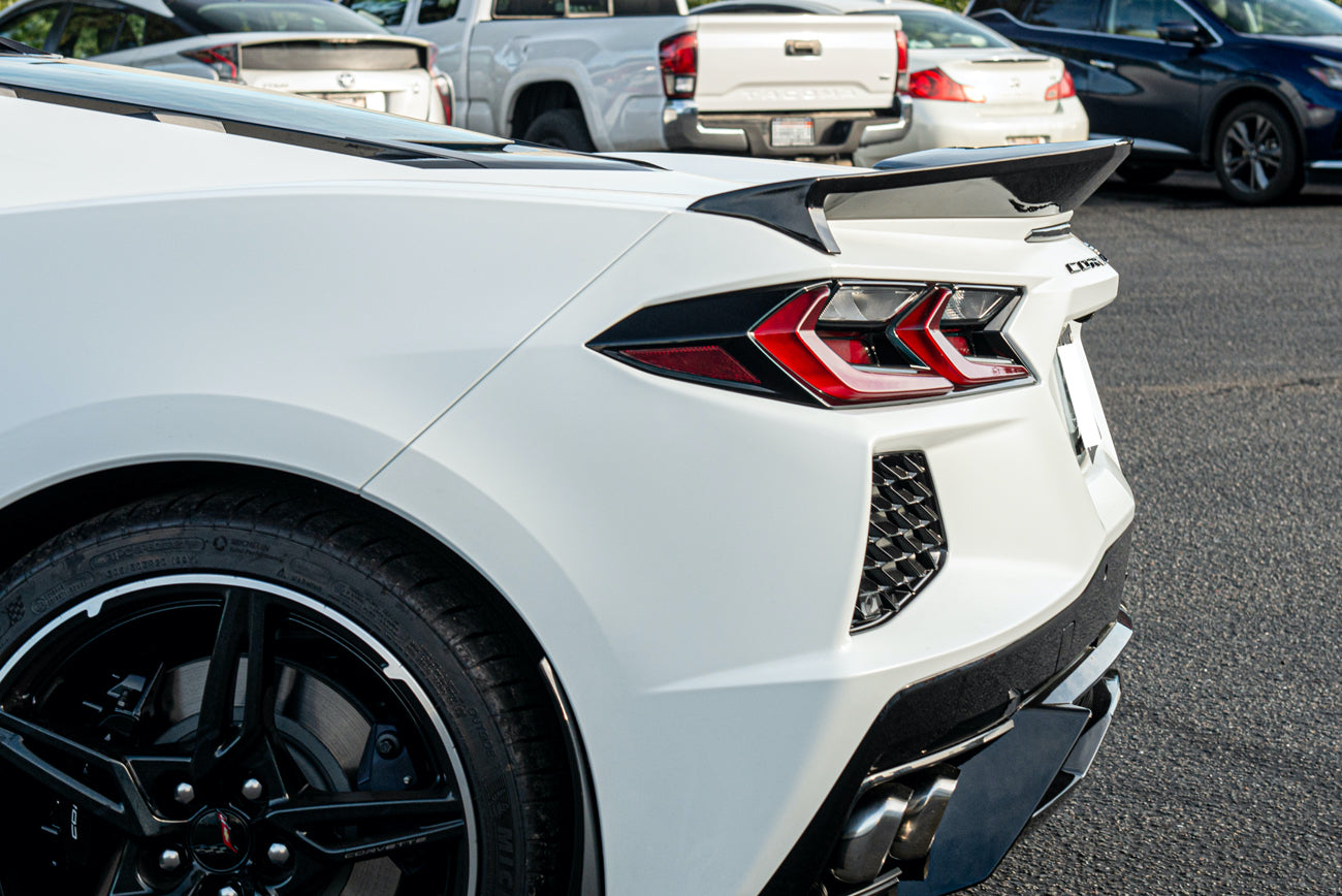 2020+ Corvette C8 Z51 Low Profile GLOSSY BLACK Rear Trunk Lid Wing Spoiler