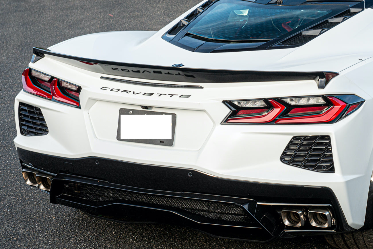2020+ Corvette C8 Z51 Low Profile GLOSSY BLACK Rear Trunk Lid Wing Spoiler