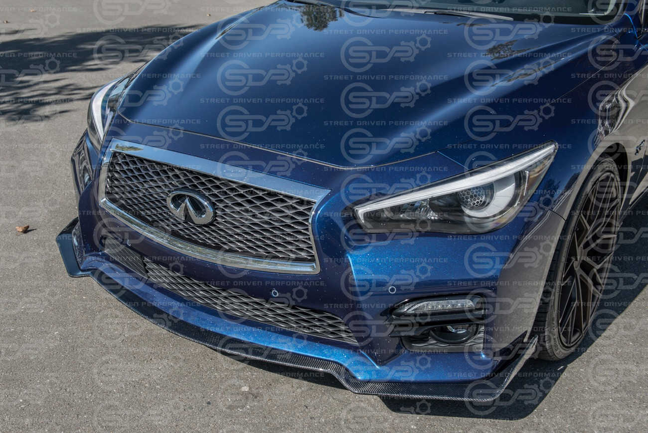 2014-2017 Infiniti Q50 Sport | TB Style CARBON FIBER Front Bumper Lip Splitter Ground Effects