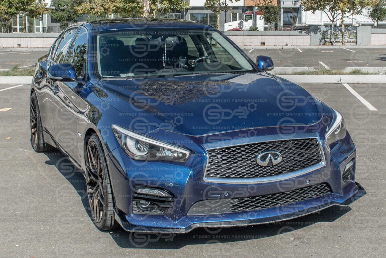 2014-2017 Infiniti Q50 Sport | TB Style CARBON FIBER Front Bumper Lip Splitter Ground Effects