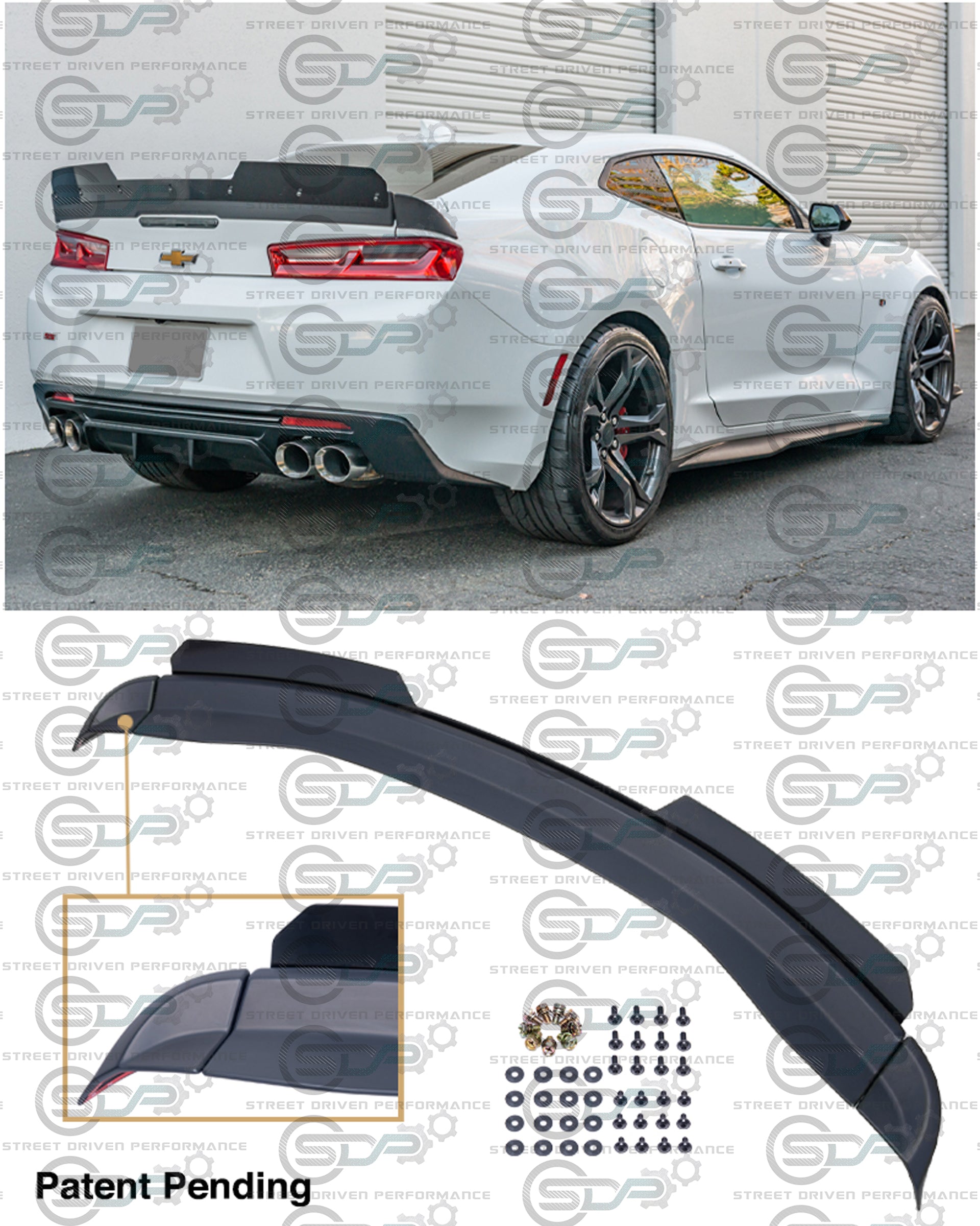 2016-2018 6th Gen Camaro - "Type 2 Track Package" Rear Trunk Spoiler with Extended Wickerbill - for all models