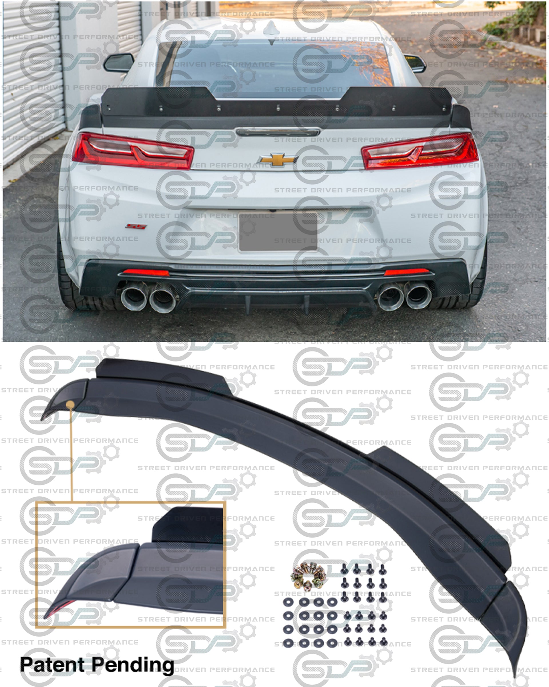 2016-2018 6th Gen Camaro - "Type 2 Track Package" Rear Trunk Spoiler with Extended Wickerbill - for all models