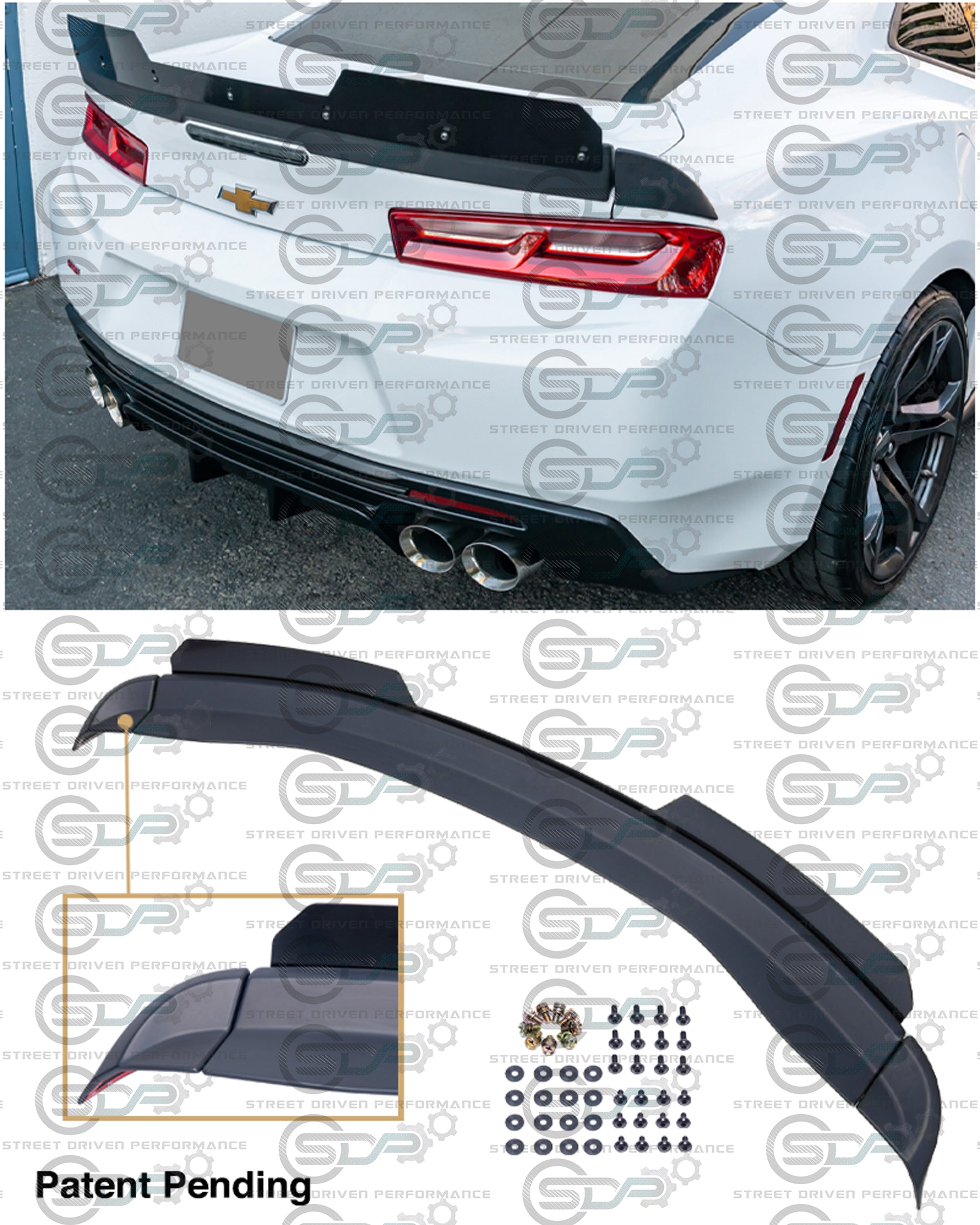 2016-2018 6th Gen Camaro - "Type 2 Track Package" Rear Trunk Spoiler with Extended Wickerbill - for all models