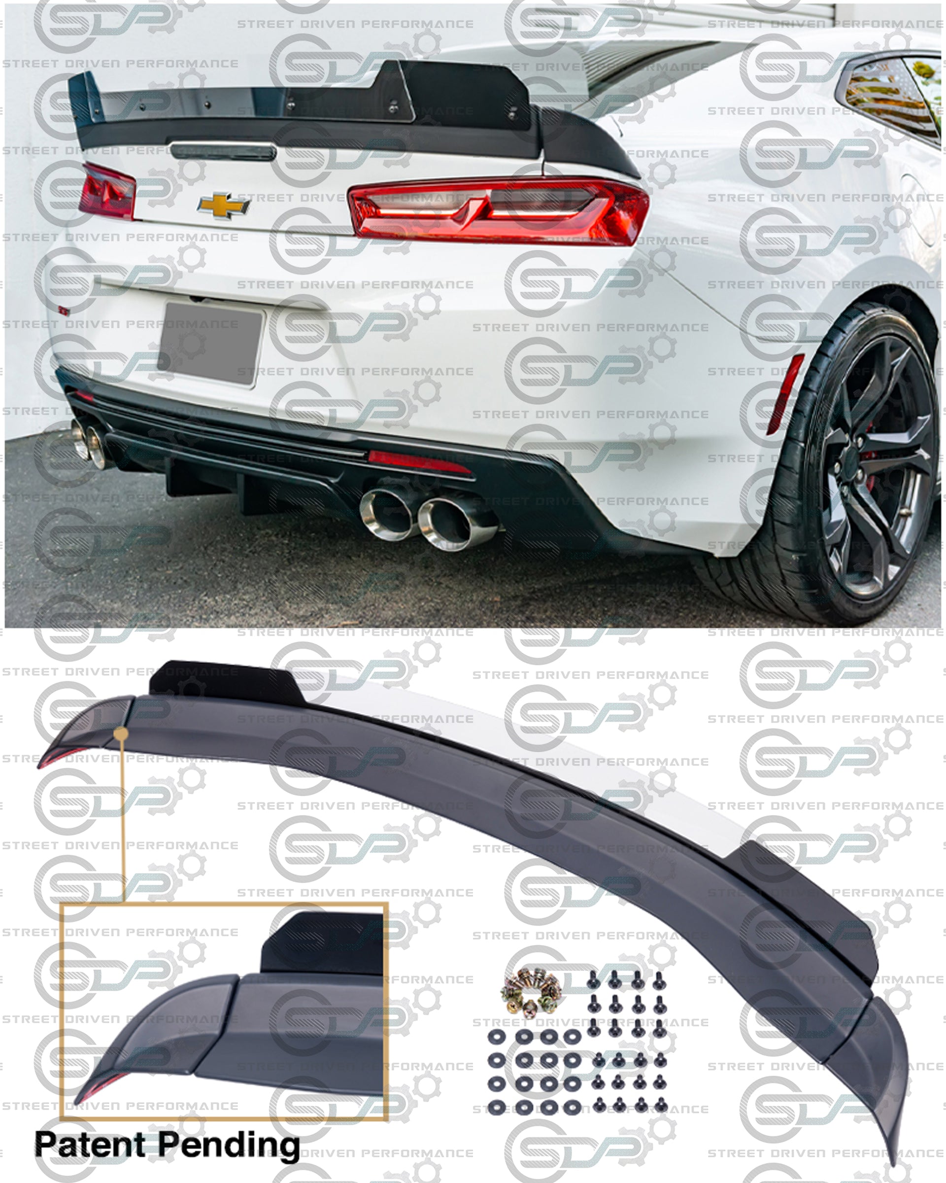 2016-2018 6th Gen Camaro - "1LE Track Package" Rear Trunk Spoiler Wing with Extended Wickerbill - for all 16-18 models