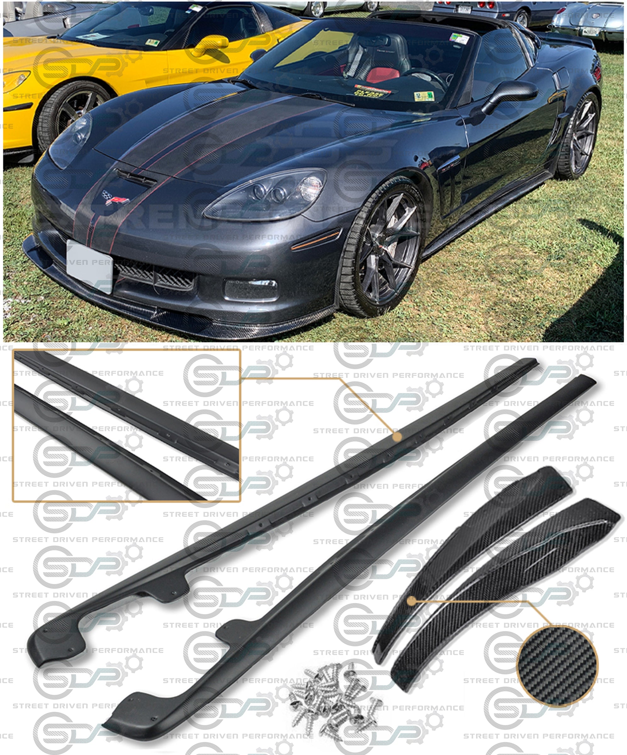 2005-2013 C6 Corvette - Grand Sport / Z06 / ZR1 - "ZR1 Conversion" Side Skirts / Rocker Panels / Ground Effects with Mud Flaps