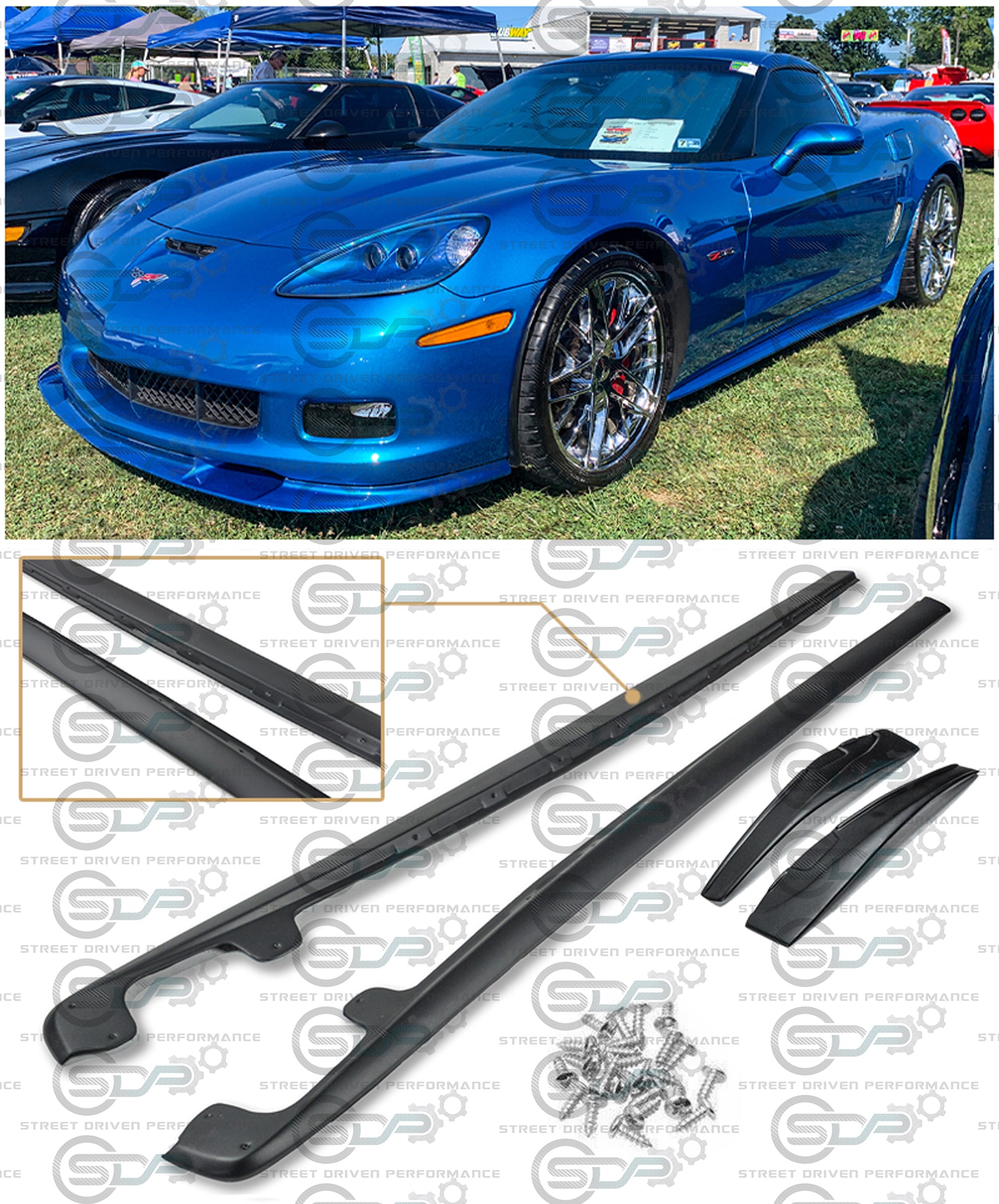 2005-2013 C6 Corvette - Grand Sport / Z06 / ZR1 - "ZR1 Conversion" Side Skirts / Rocker Panels / Ground Effects with Mud Flaps