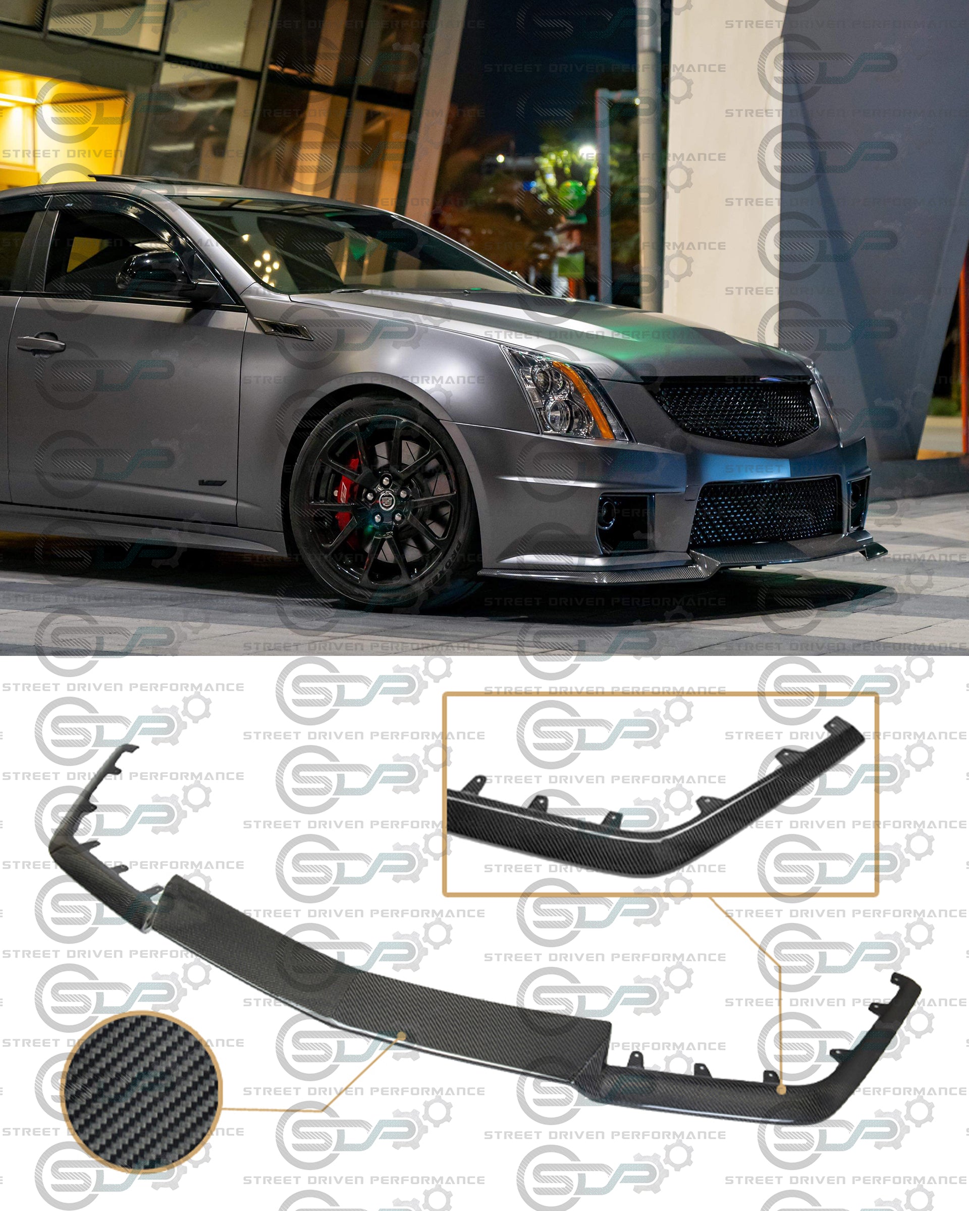 2009-2015 CTS-V V2 - Carbon Fiber "V3 style" front lip splitter ground effects